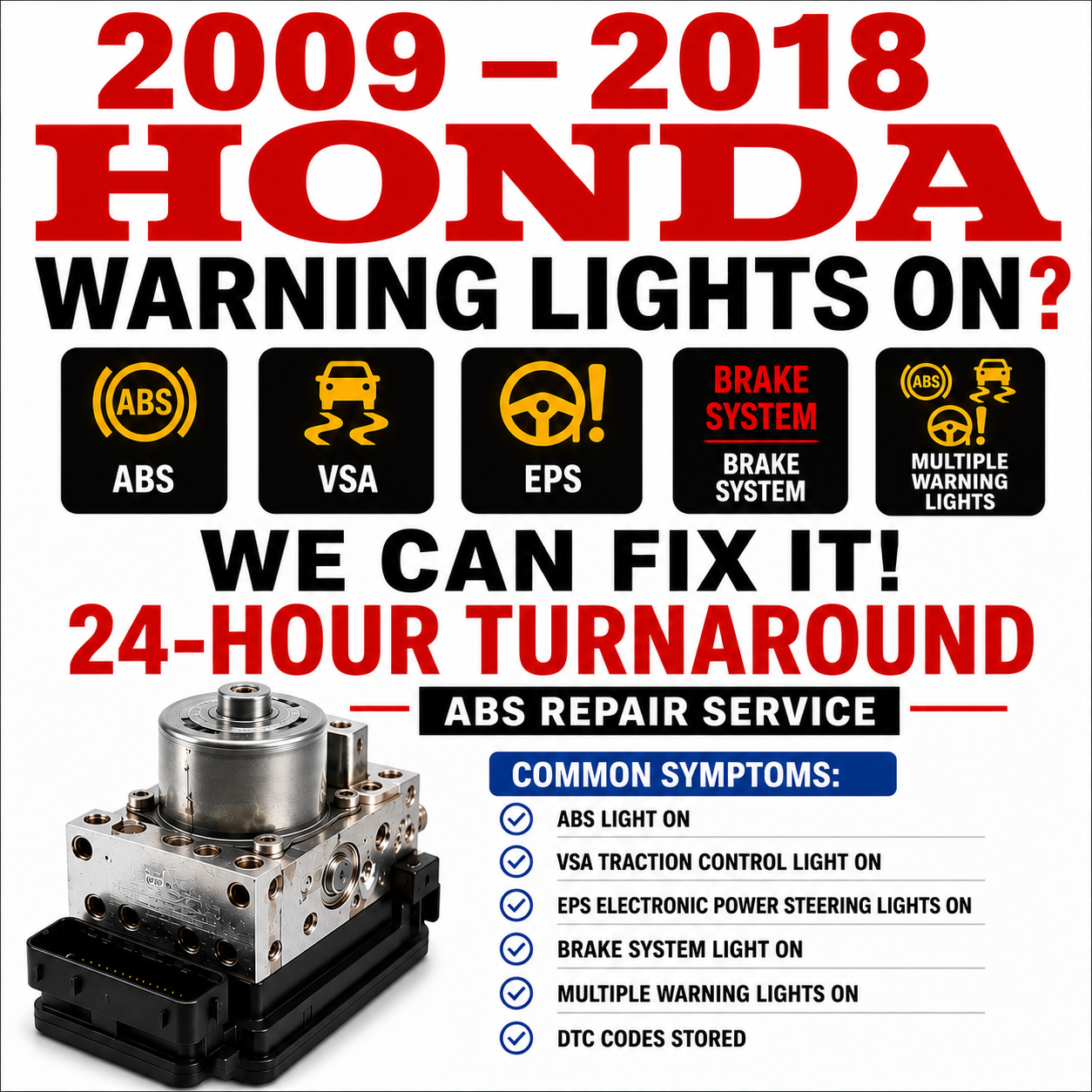 Honda ABS Module Replacement Too Expensive? We Repair Yours